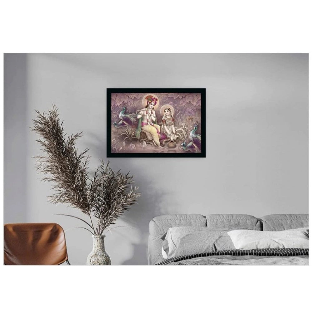 Amfyn Radha Krishna Painting with Synthetic Photo Frame (Multicolor)