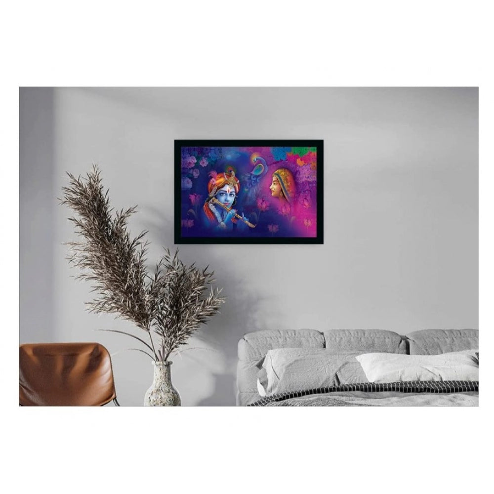 Amfyn Radha Krishna Painting with Synthetic Photo Frame (Multicolor)
