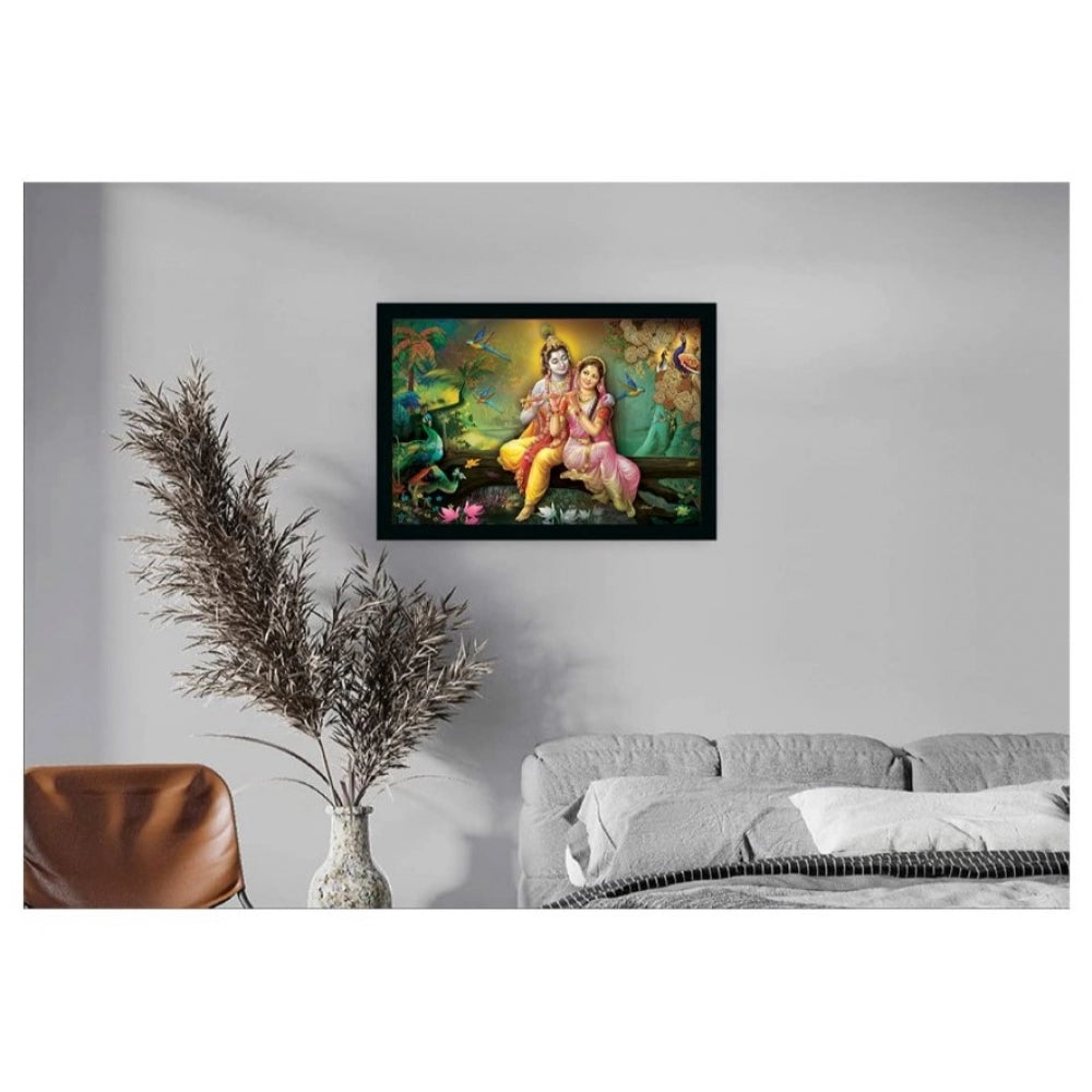 Amfyn Radha Krishna Painting with Synthetic Photo Frame (Multicolor)