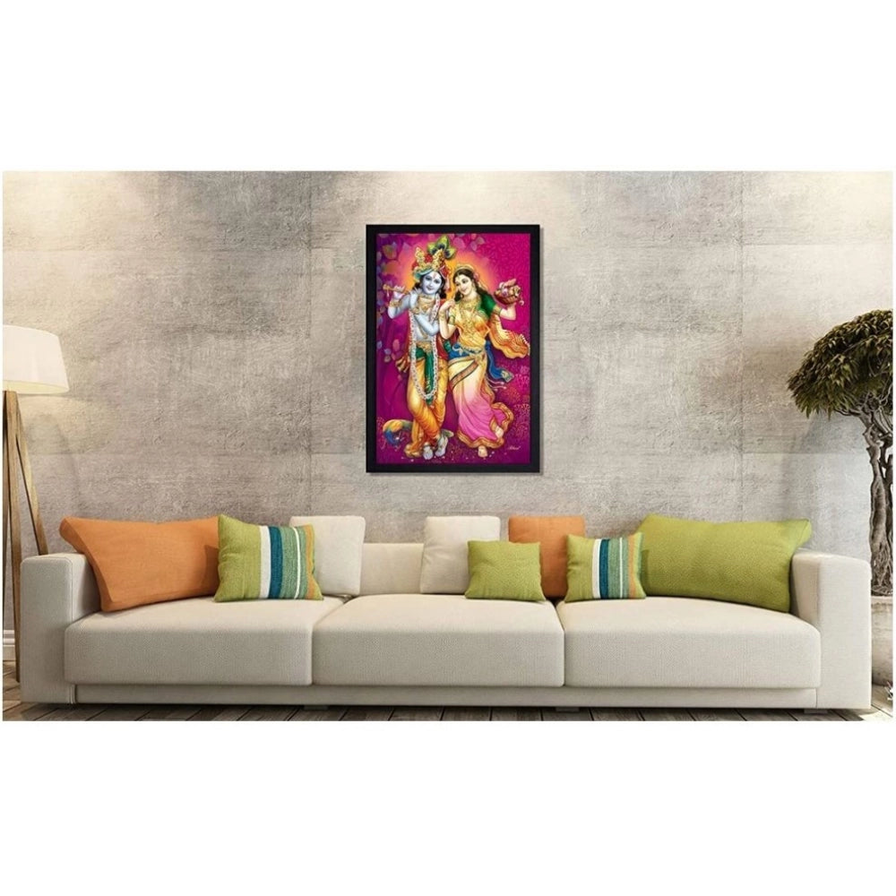 Amfyn Radha Krishna Painting with Synthetic Photo Frame (Multicolor)