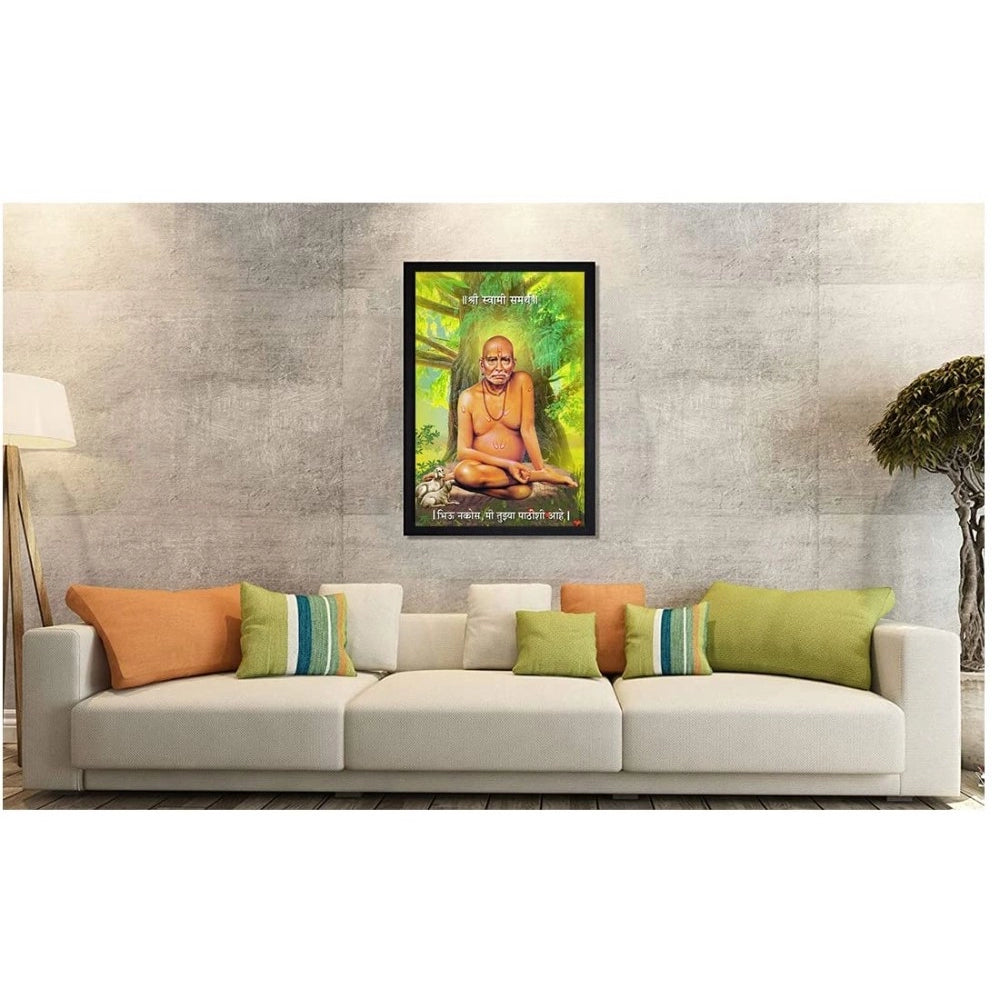 Amfyn Shri Swami Samarth Photo Frame with Synthetic Photo Frame (Multicolor)