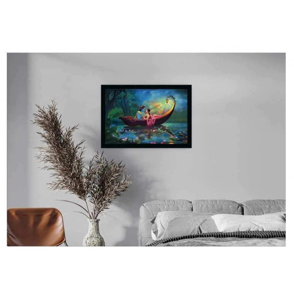 Amfyn Radha Krishna Painting with Synthetic Photo Frame (Multicolor)