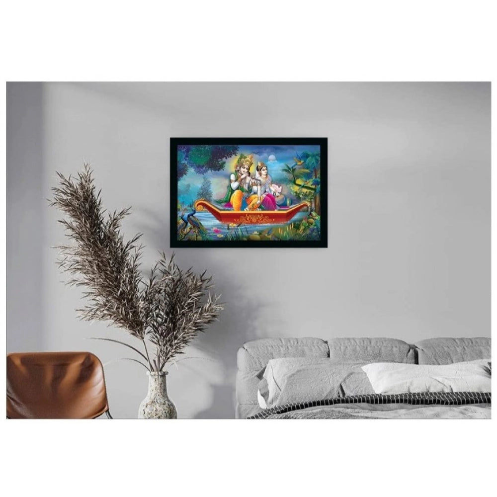 Amfyn Radha Krishna Painting with Synthetic Photo Frame (Multicolor)