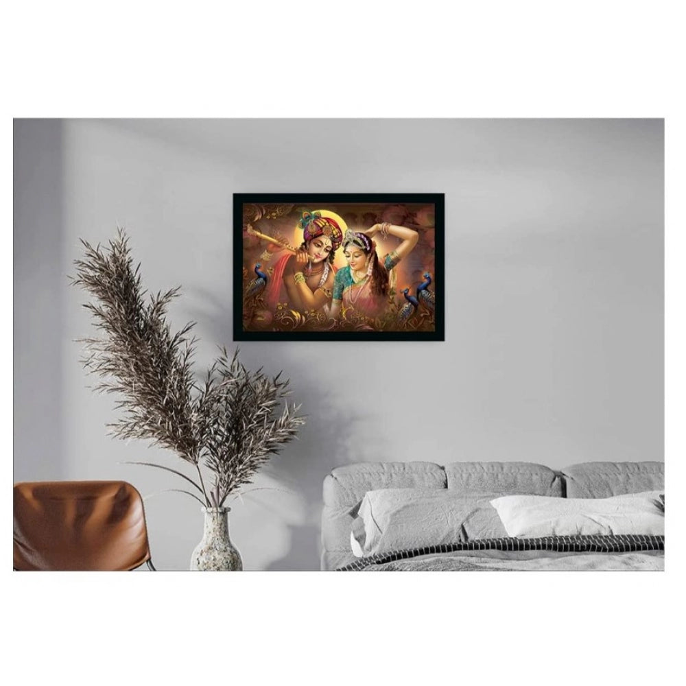 Amfyn Radha Krishna Painting with Synthetic Photo Frame (Multicolor)