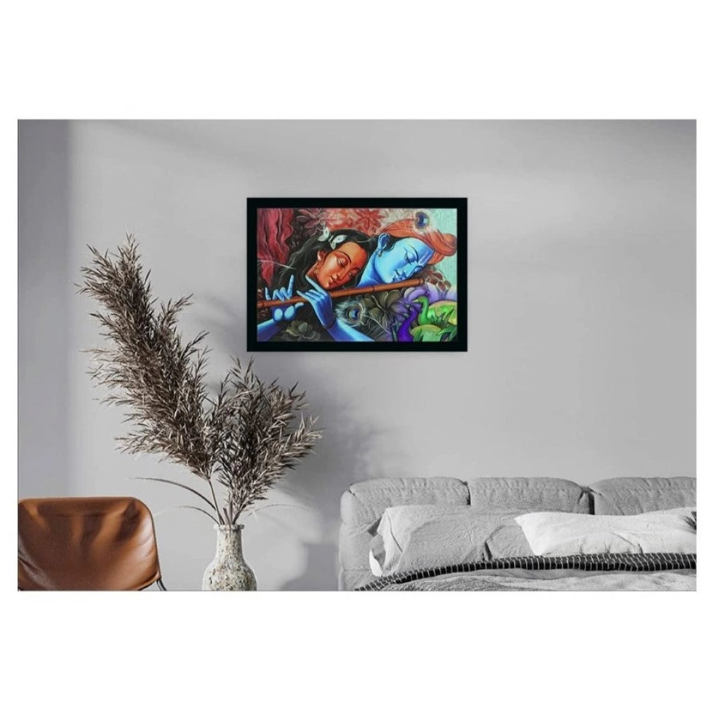 Fashion Radha Krishna Painting with Synthetic Photo Frame (Multicolor)