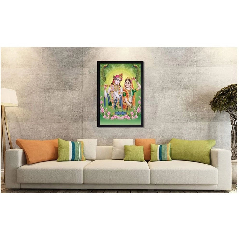 Fashion Radha Krishna Painting with Synthetic Photo Frame (Multicolor)