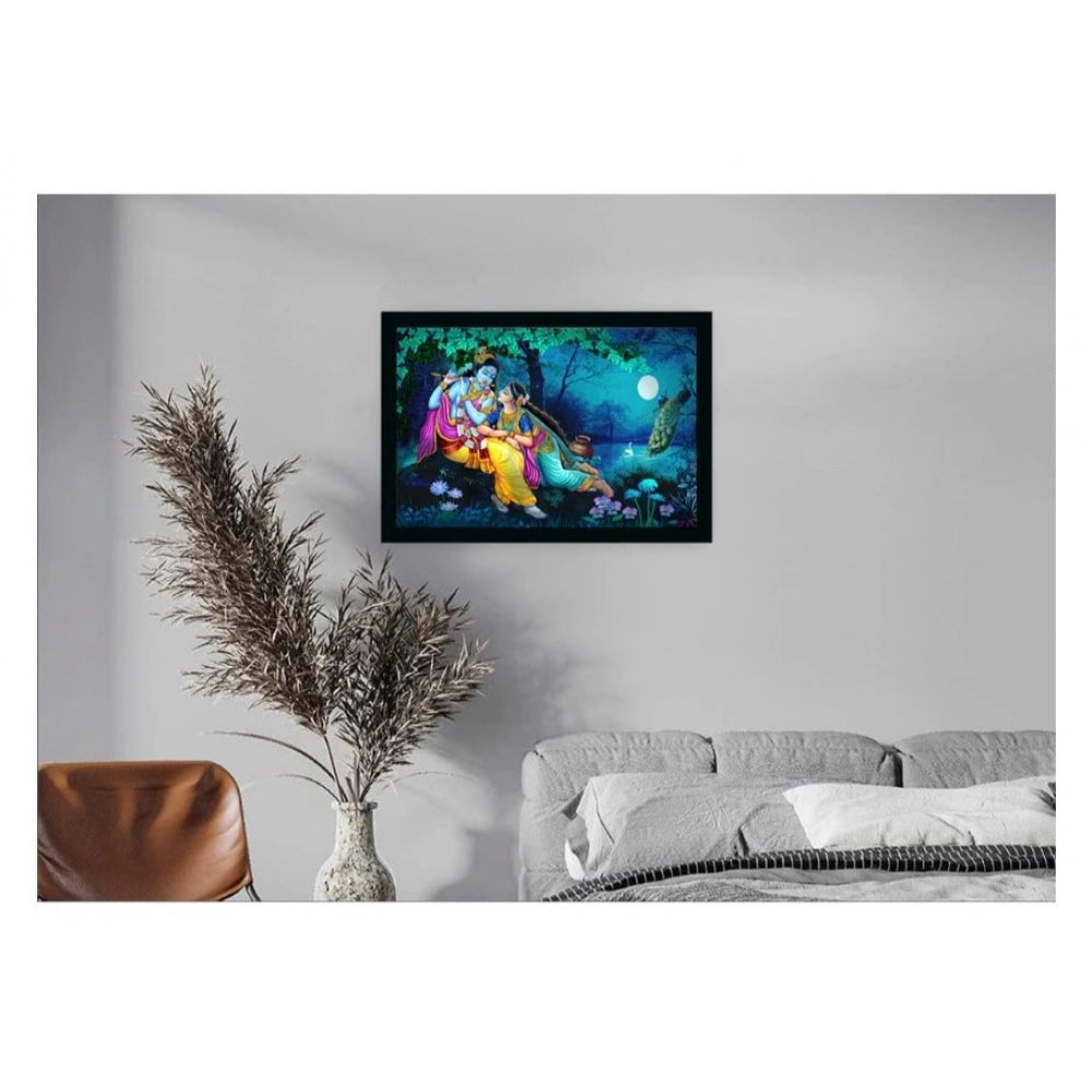 Amfyn Radha Krishna Painting with Synthetic Photo Frame (Multicolor)