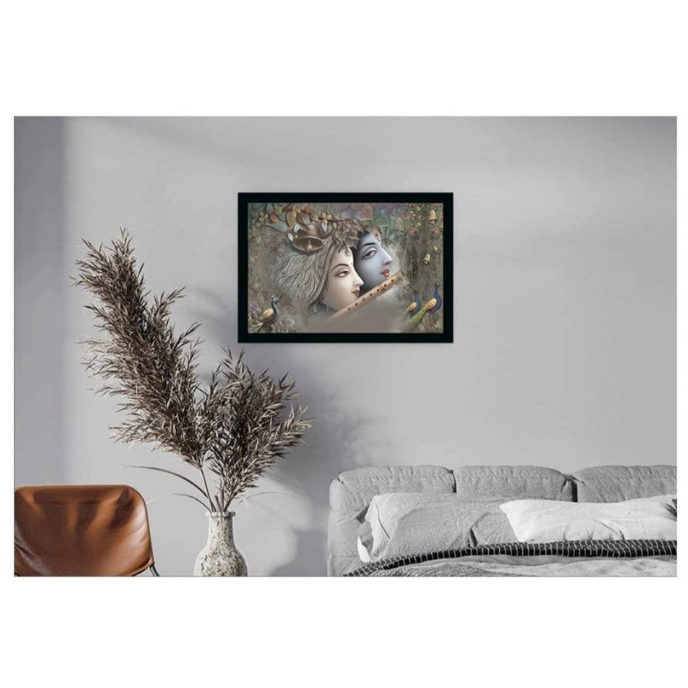 Amfyn Radha Krishna Painting with Synthetic Photo Frame (Multicolor)