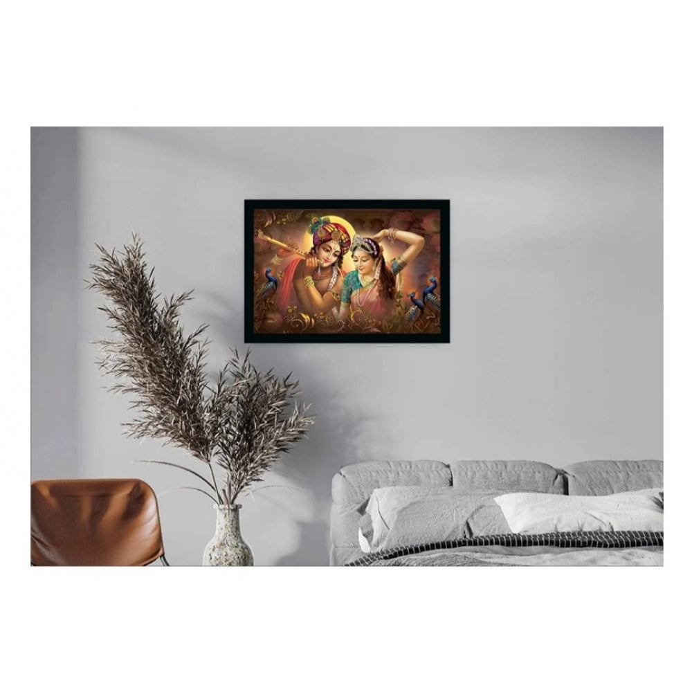 Amfyn Radha Krishna Painting Vinyl Sparkle Coated with Synthetic Photo Frame (Multicolor)
