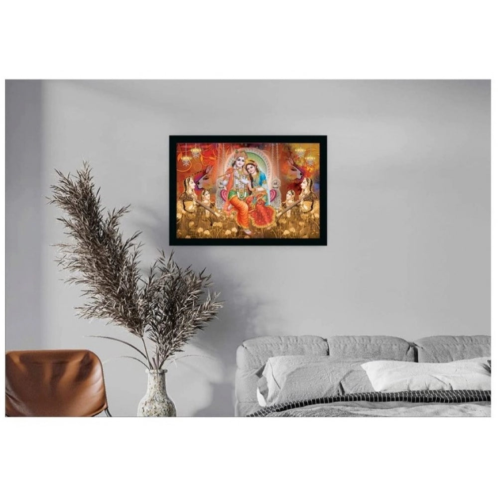 Amfyn Radha Krishna Painting with Synthetic Photo Frame (Multicolor)