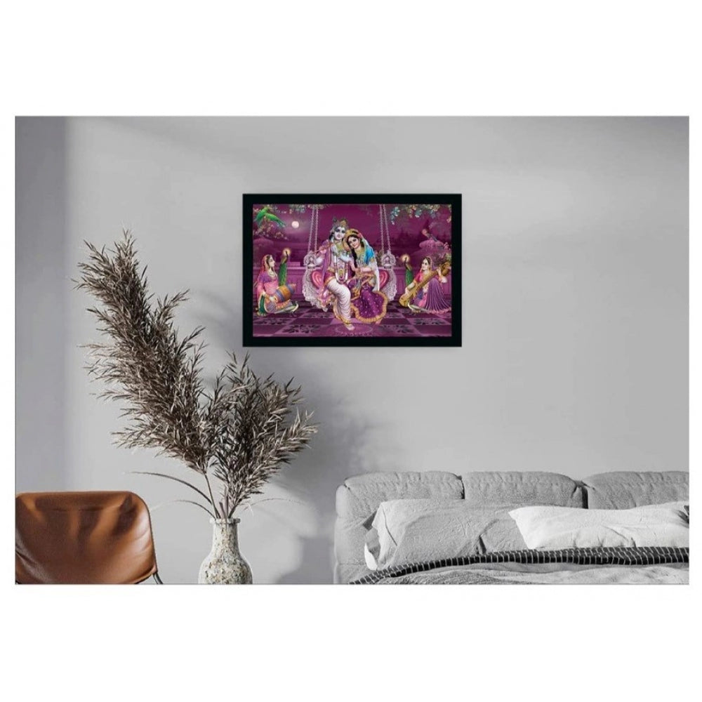Amfyn Radha Krishna Painting with Synthetic Photo Frame (Multicolor)