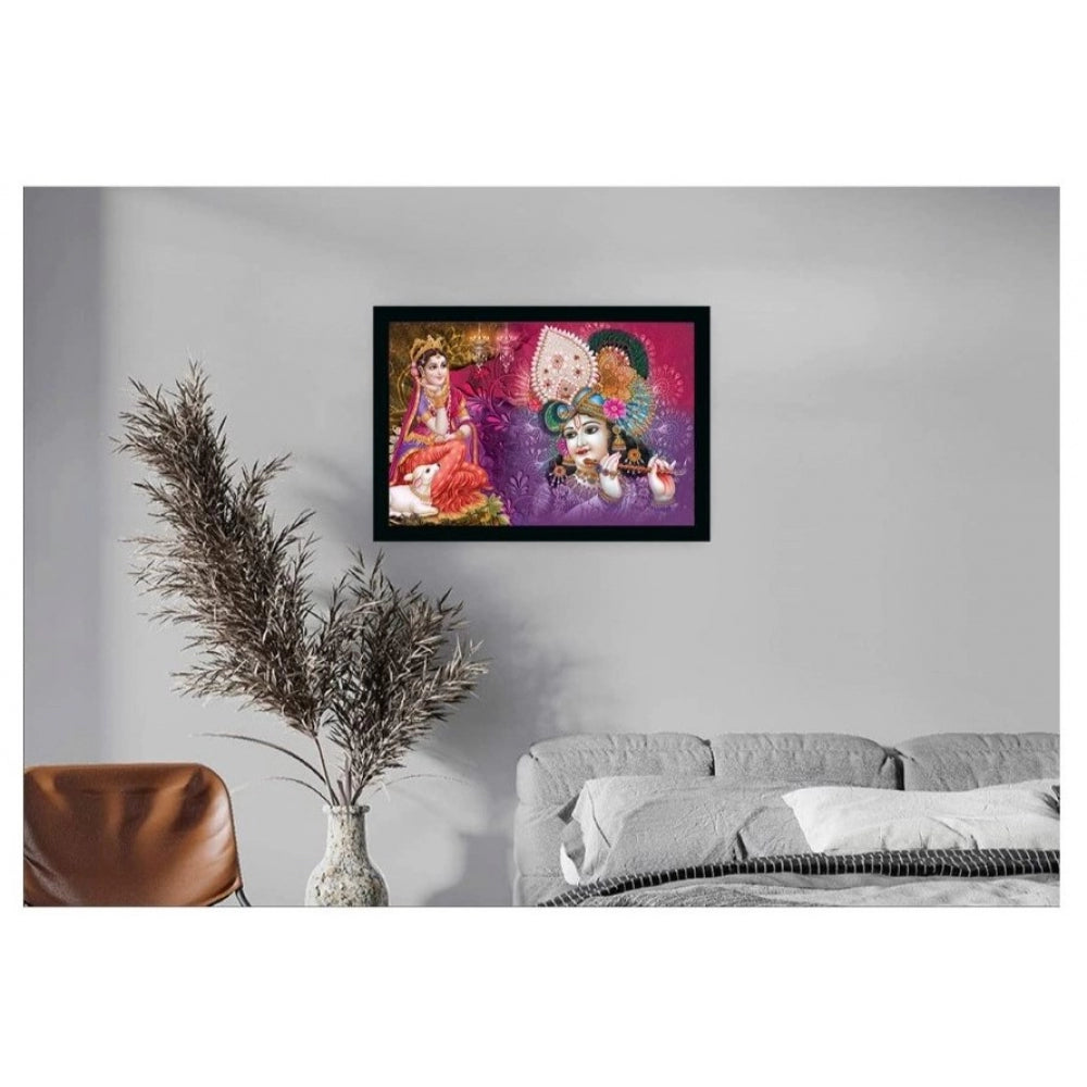 Amfyn Radha Krishna Painting with Synthetic Photo Frame (Multicolor)