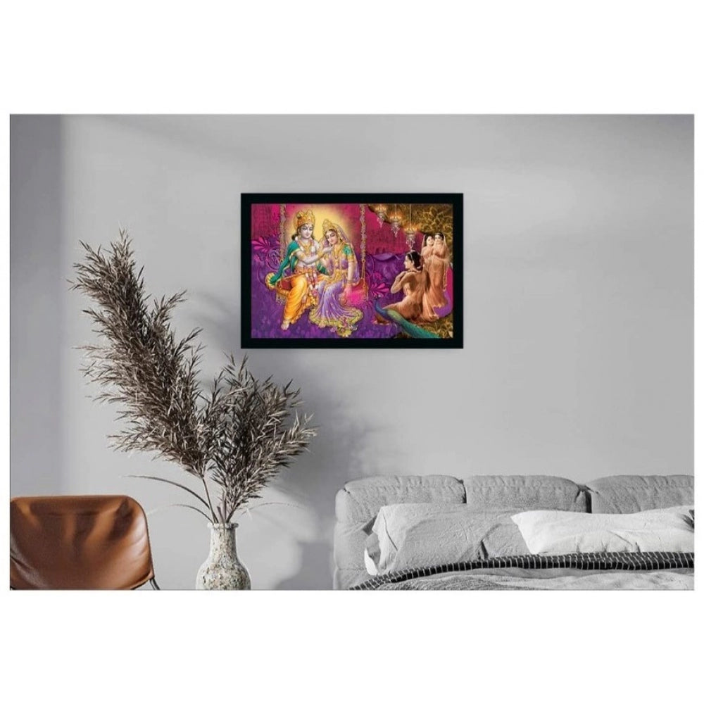 Amfyn Radha Krishna Painting with Synthetic Photo Frame (Multicolor)