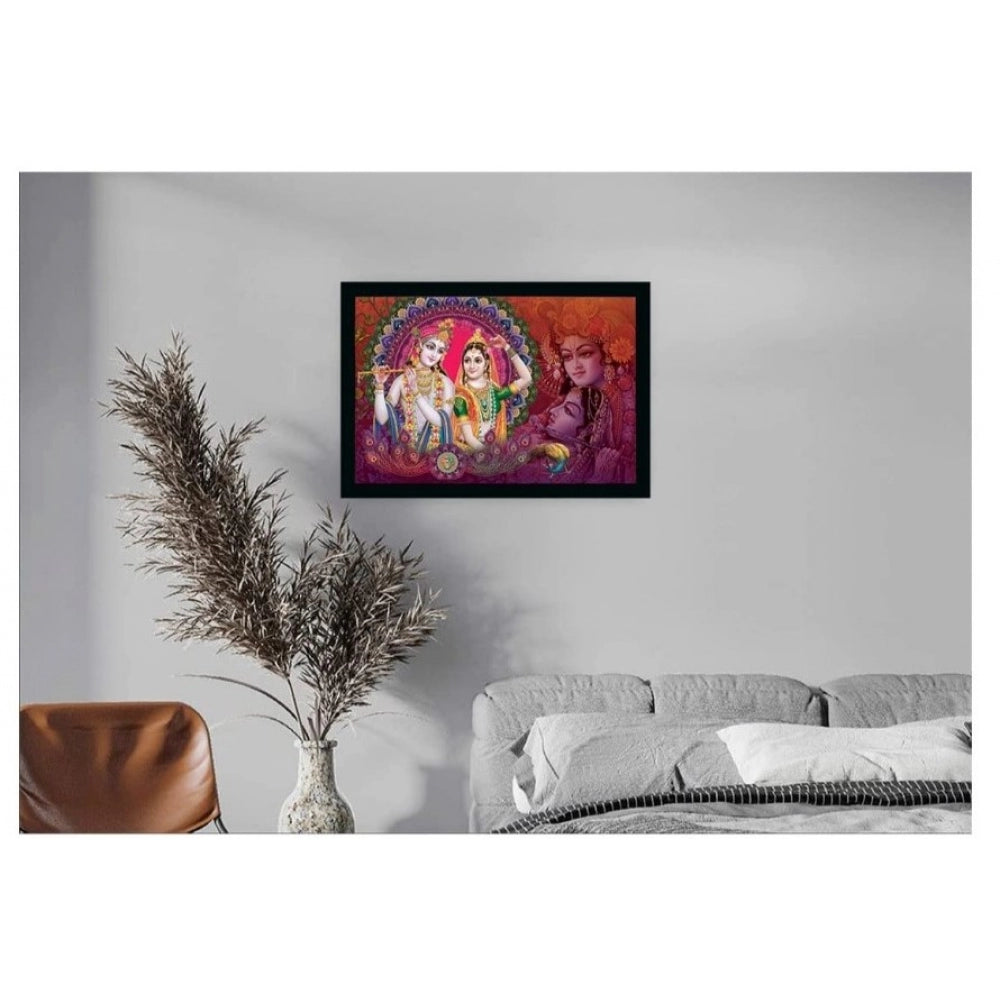 Amfyn Radha Krishna Painting with Synthetic Photo Frame (Multicolor)
