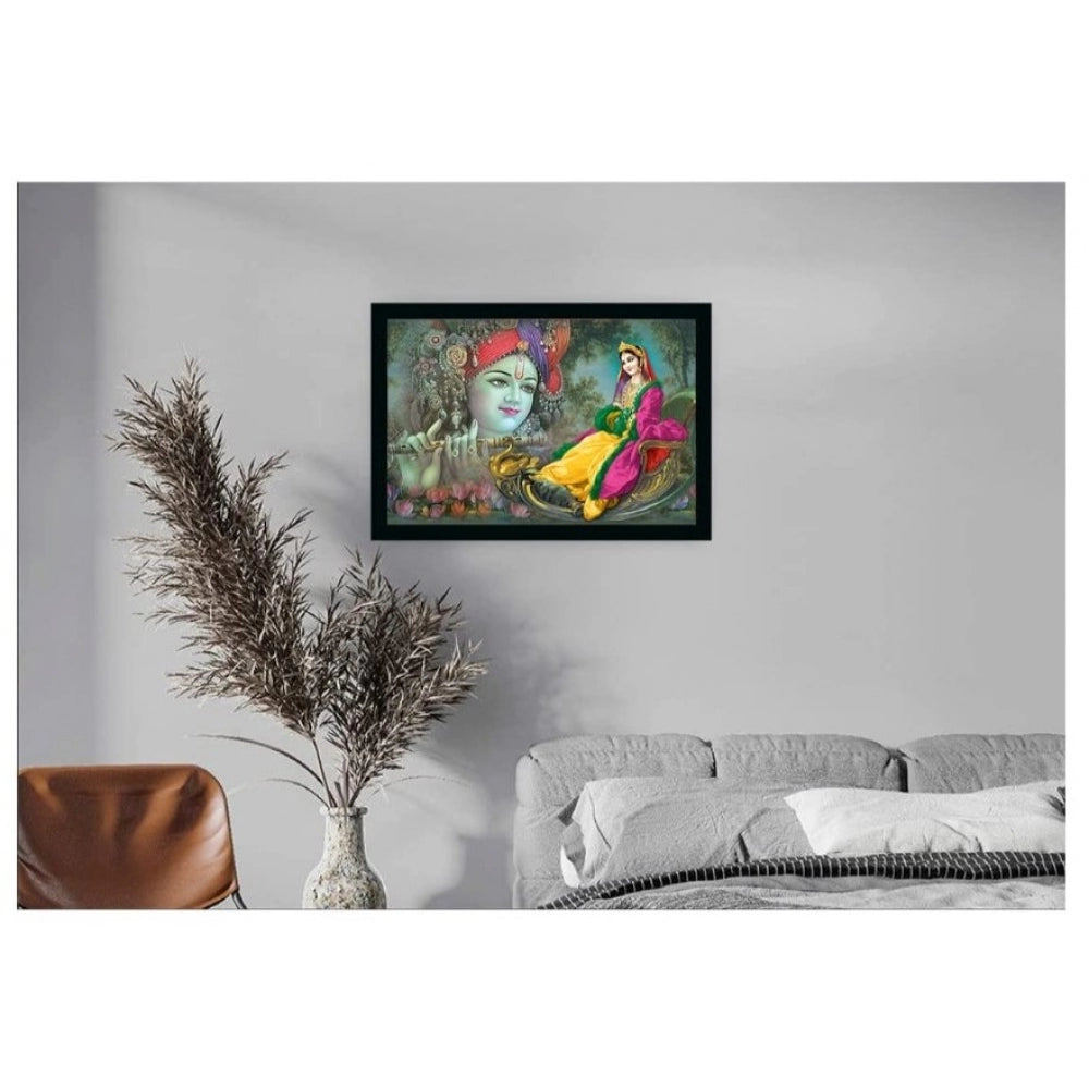 Amfyn Radha Krishna Painting with Synthetic Photo Frame (Multicolor)