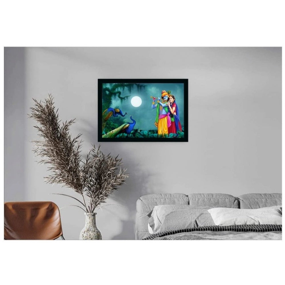 Amfyn Radha Krishna Painting with Synthetic Photo Frame (Multicolor)