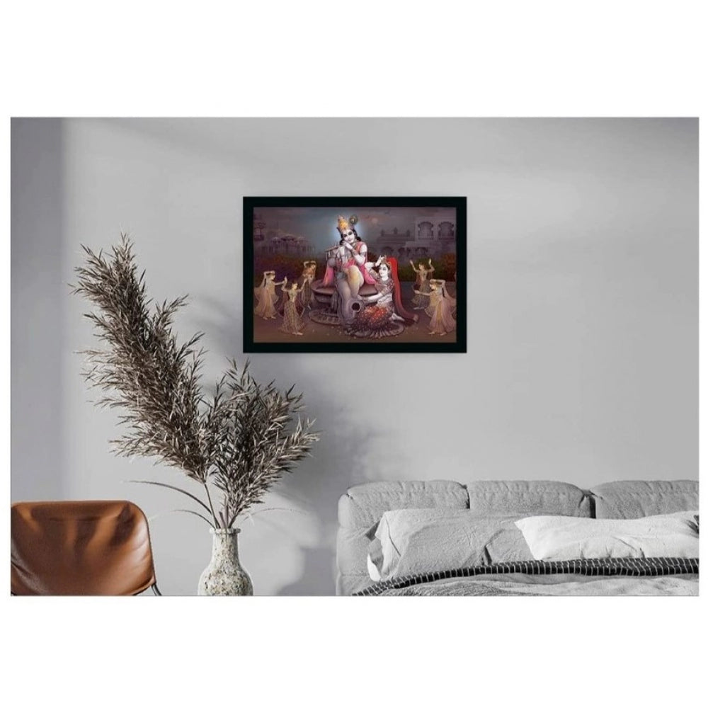 Amfyn Radha Krishna Painting with Synthetic Photo Frame (Multicolor)