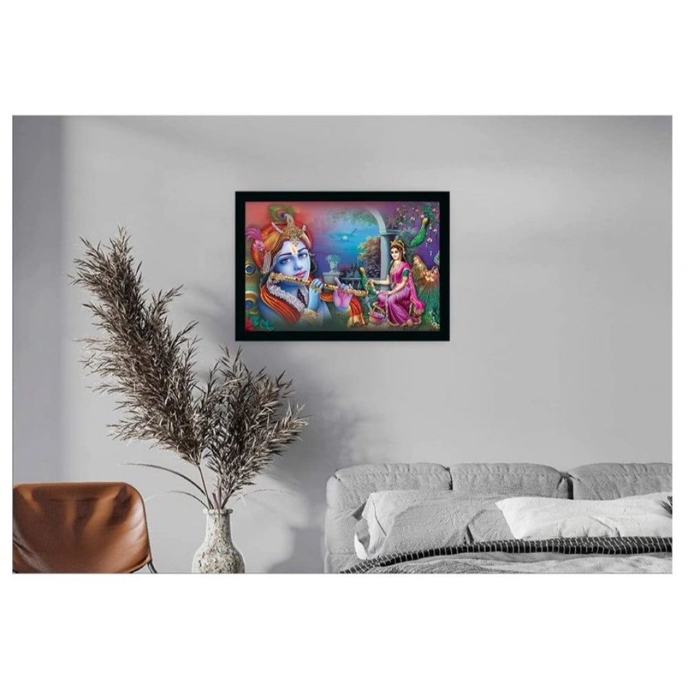 Amfyn Radha Krishna Painting with Synthetic Photo Frame (Multicolor)
