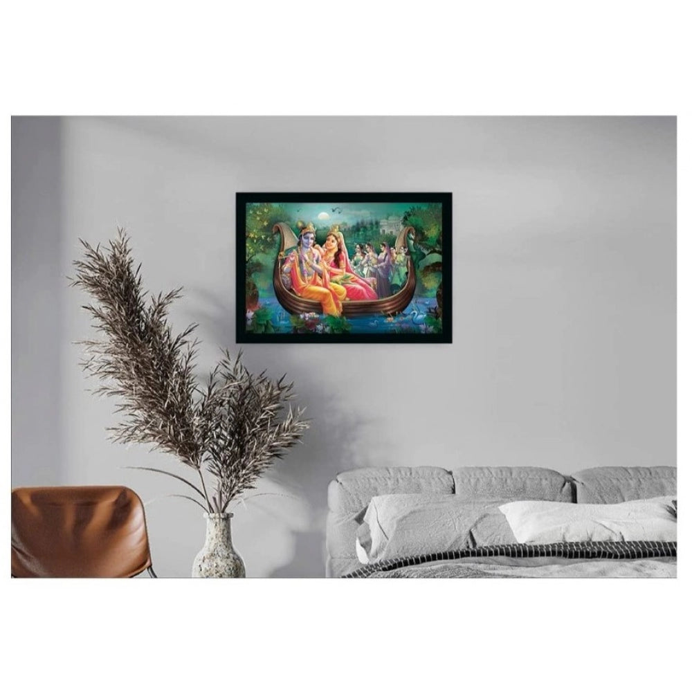 Amfyn Radha Krishna Painting with Synthetic Photo Frame (Multicolor)