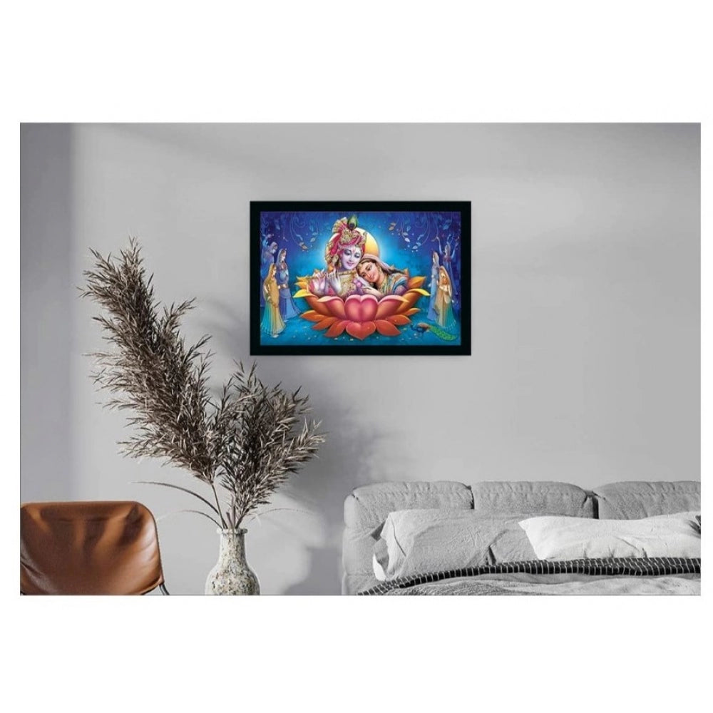 Amfyn Radha Krishna Painting with Synthetic Photo Frame (Multicolor)