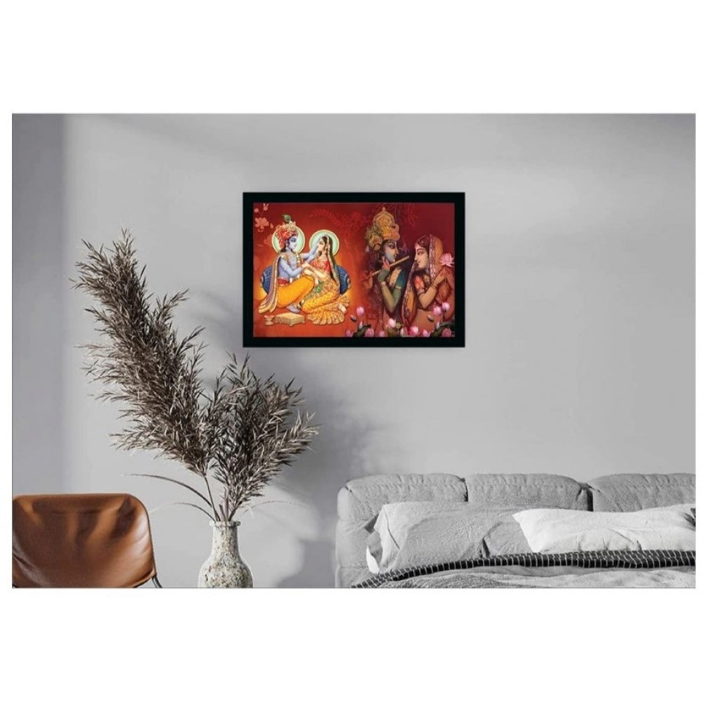 Amfyn Radha Krishna Painting with Synthetic Photo Frame (Multicolor)