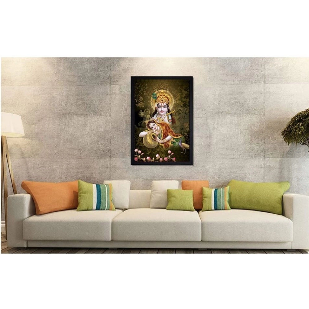 Amfyn Radha Krishna Painting with Synthetic Photo Frame (Multicolor)
