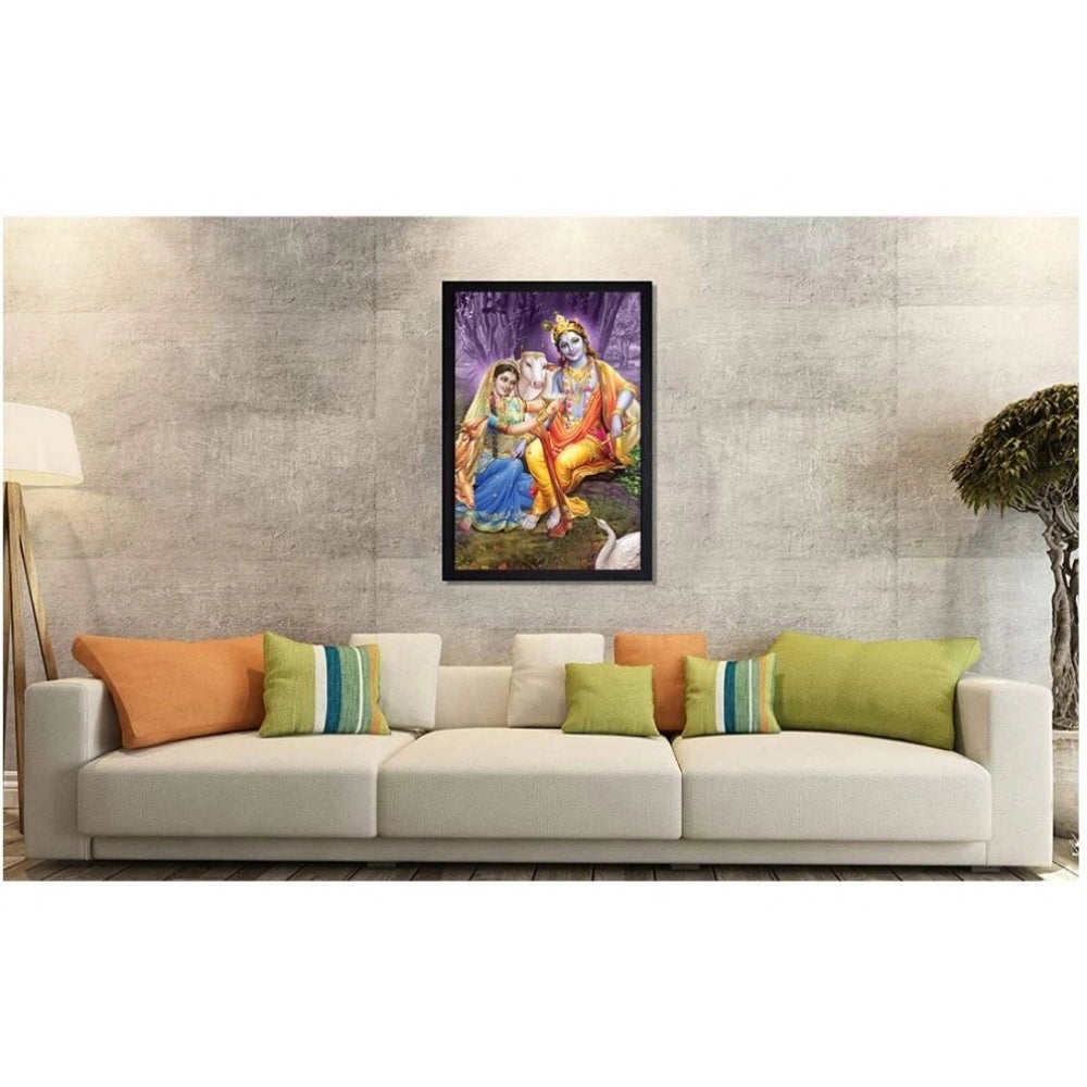 Fashion Radha Krishna Painting with Synthetic Photo Frame (Multicolor)