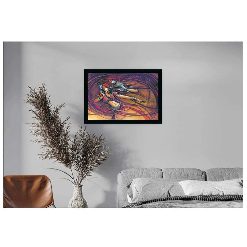 Fashion Radha Krishna Painting with Synthetic Photo Frame (Multicolor)