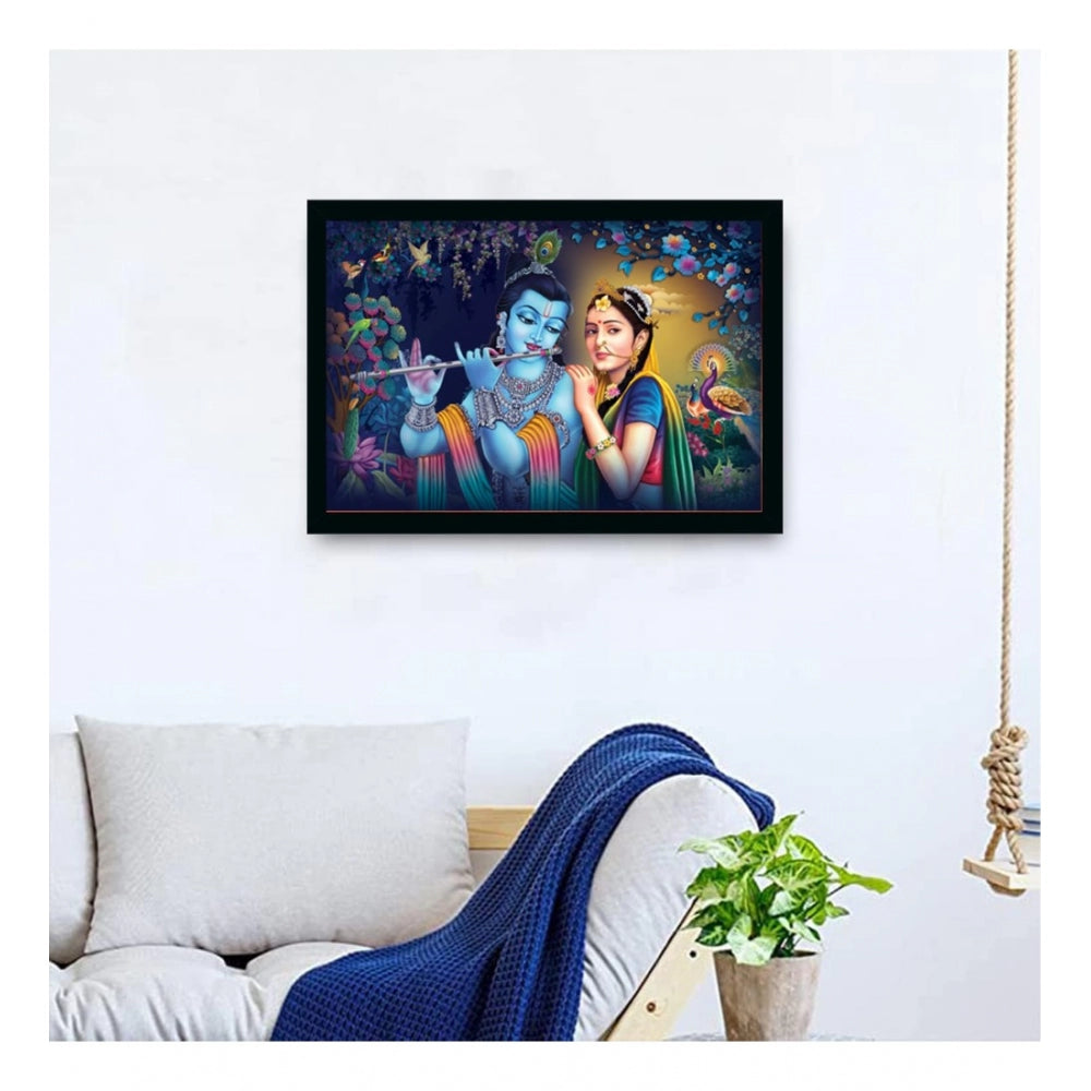 Amfyn Radha Krishna Painting with Synthetic Photo Frame (Multicolor)