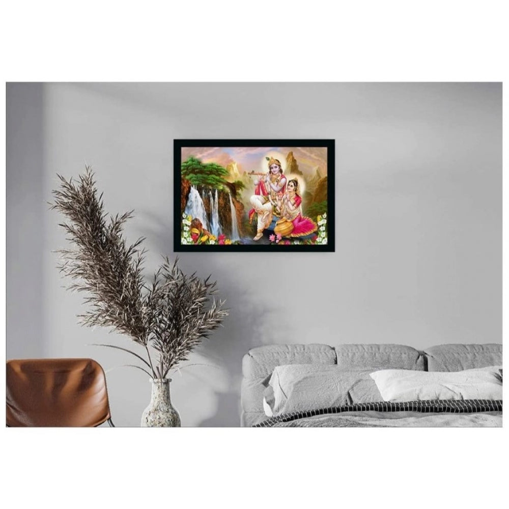 Amfyn Radha Krishna Painting with Synthetic Photo Frame (Multicolor)