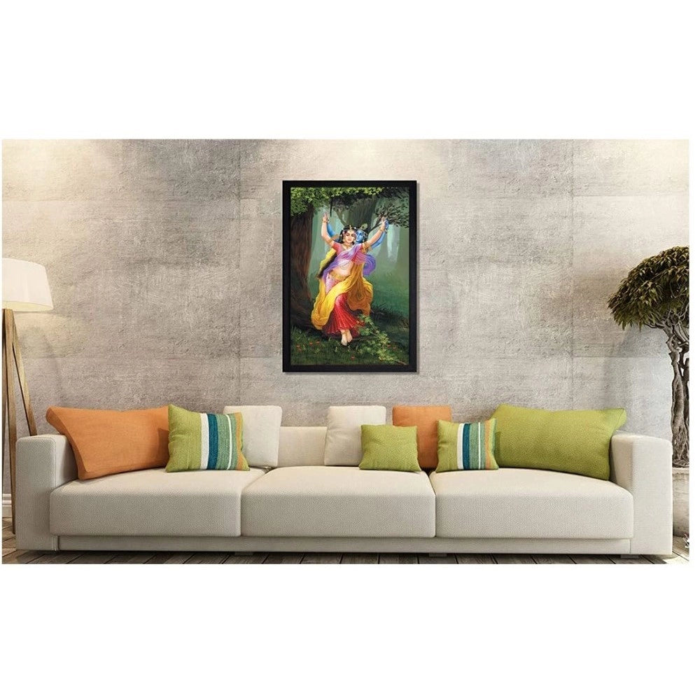 Fashion Radha Krishna Painting with Synthetic Photo Frame (Multicolor)