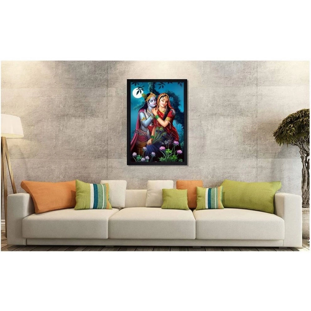 Fashion Radha Krishna Painting with Synthetic Photo Frame (Multicolor)