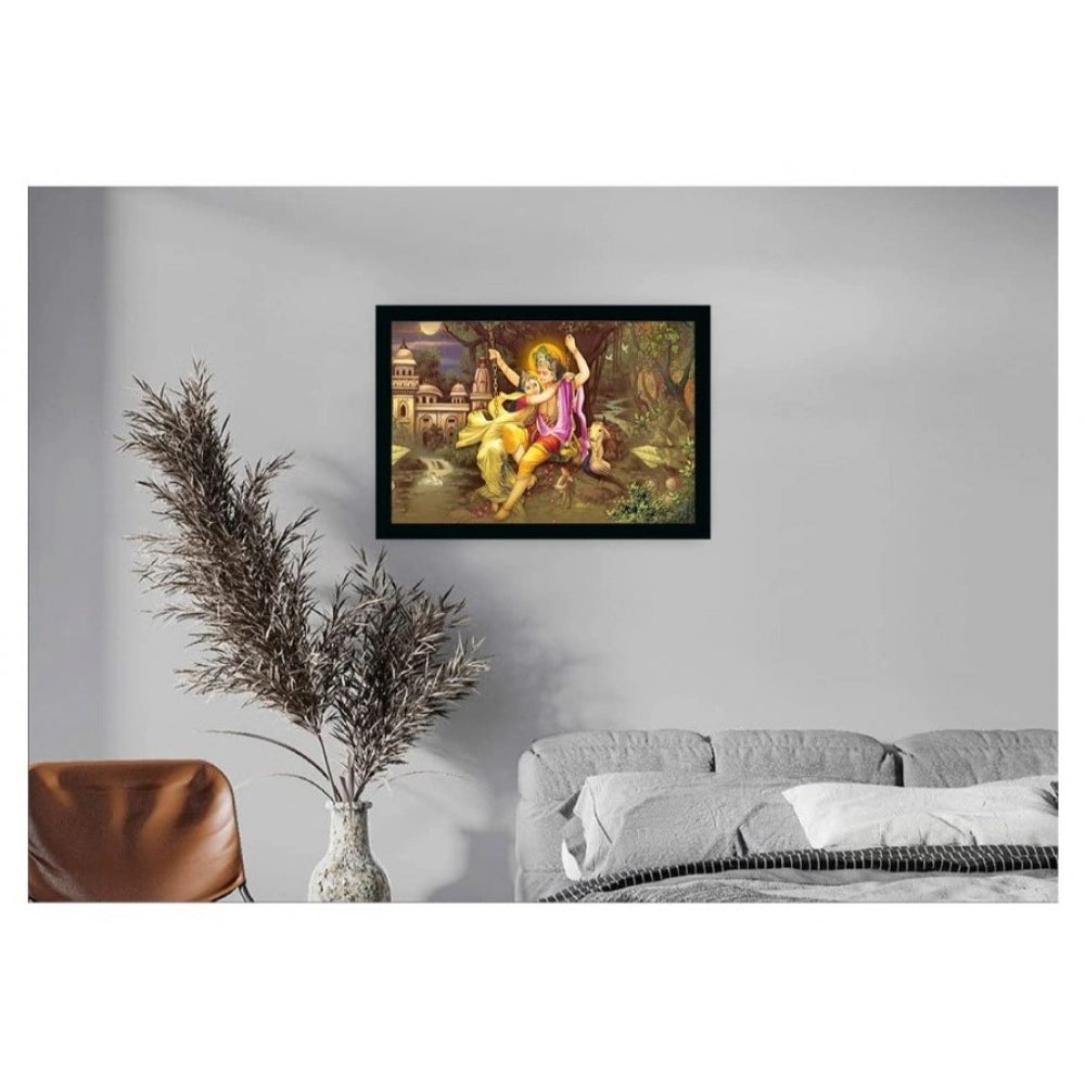 Amfyn Radha Krishna Painting with Synthetic Photo Frame (Multicolor)