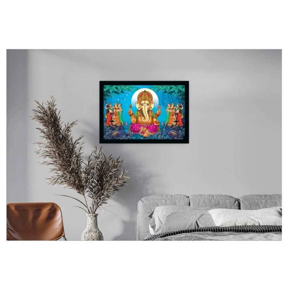Amfyn Ganesh Photo with Synthetic Photo Frame (Multicolor)