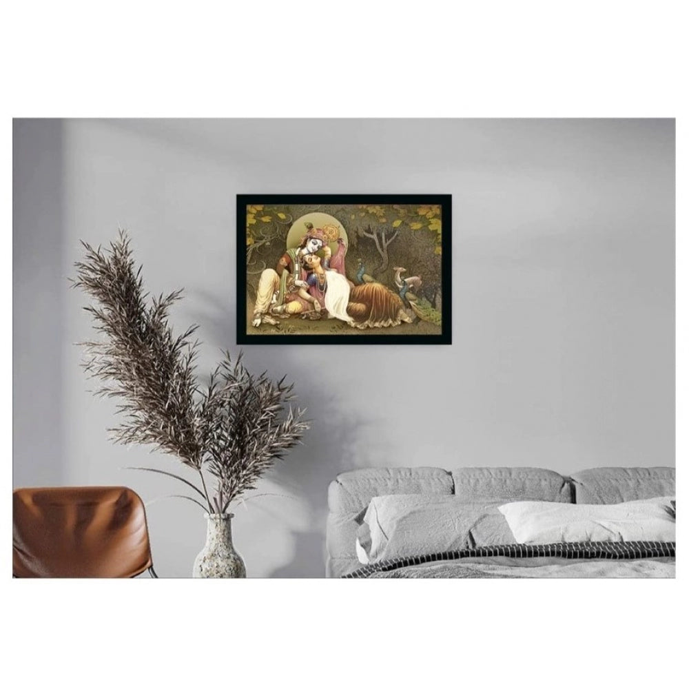 Amfyn Radha Krishna Painting with Synthetic Photo Frame (Multicolor)
