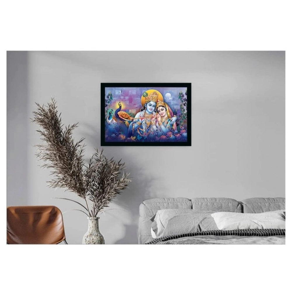 Amfyn Radha Krishna Painting with Synthetic Photo Frame (Multicolor)
