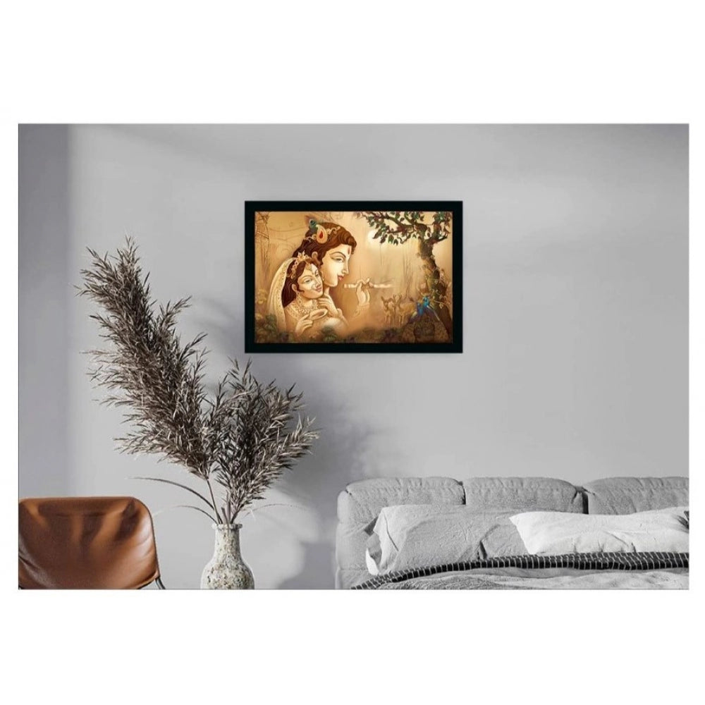 Amfyn Radha Krishna Painting with Synthetic Photo Frame (Multicolor)