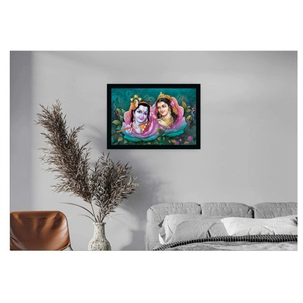 Amfyn Radha Krishna Painting with Synthetic Photo Frame (Multicolor)