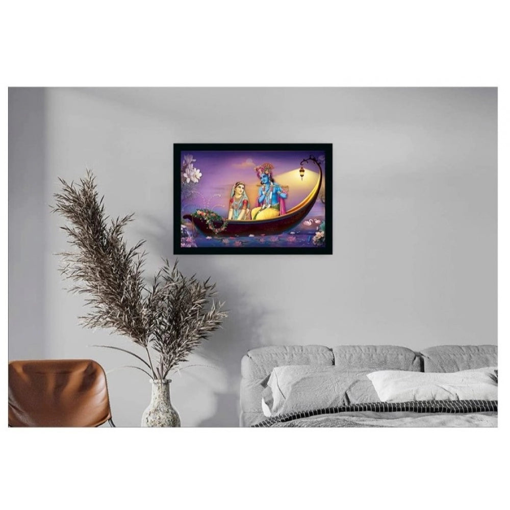 Amfyn Radha Krishna Painting with Synthetic Photo Frame (Multicolor)