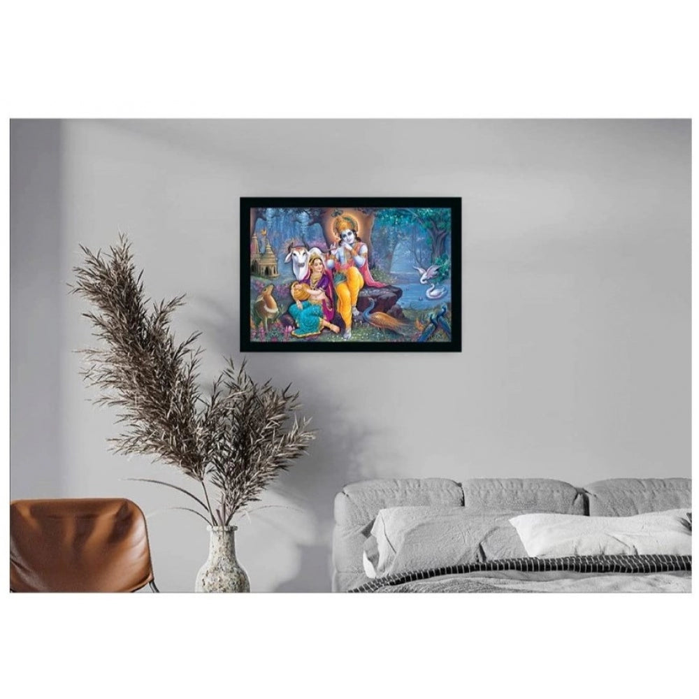 Amfyn Radha Krishna Painting with Synthetic Photo Frame (Multicolor)