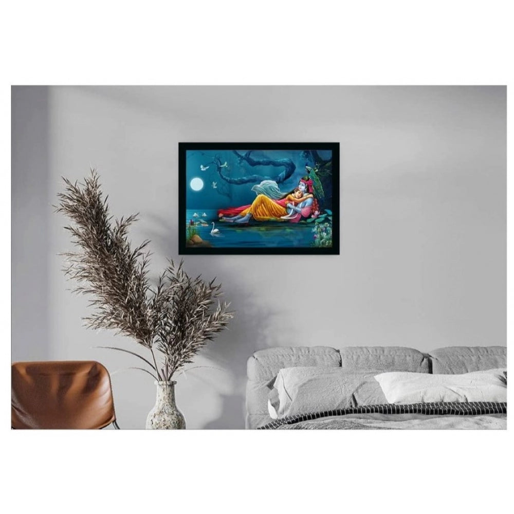 Amfyn Radha Krishna Painting with Synthetic Photo Frame (Multicolor)