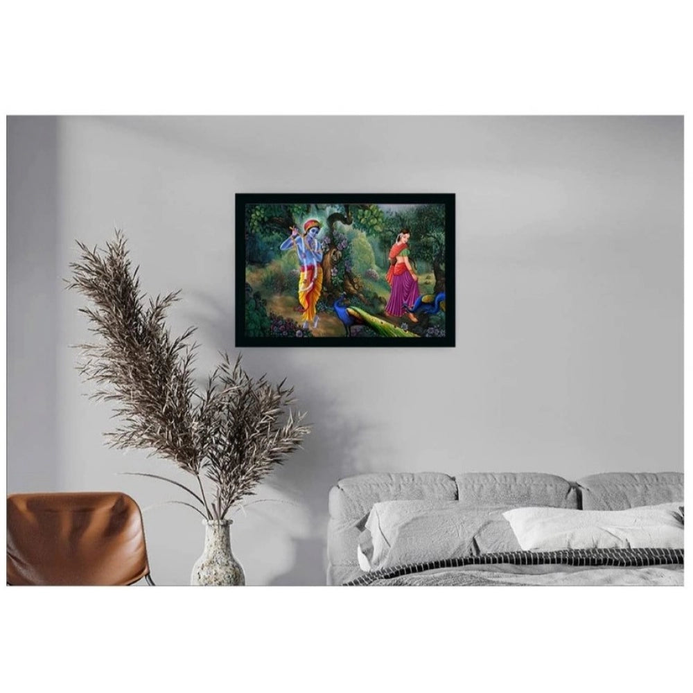 Amfyn Radha Krishna Painting with Synthetic Photo Frame (Multicolor)