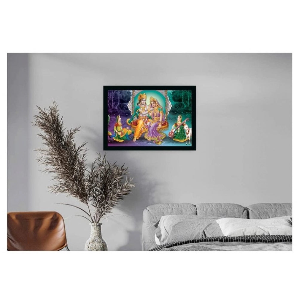 Amfyn Radha Krishna Painting with Synthetic Photo Frame (Multicolor)