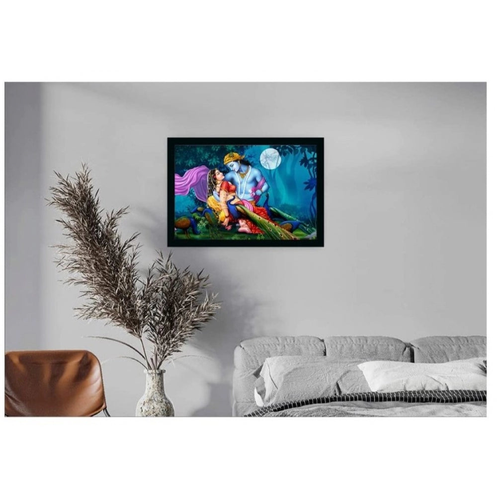 Amfyn Radha Krishna Painting with Synthetic Photo Frame (Multicolor)