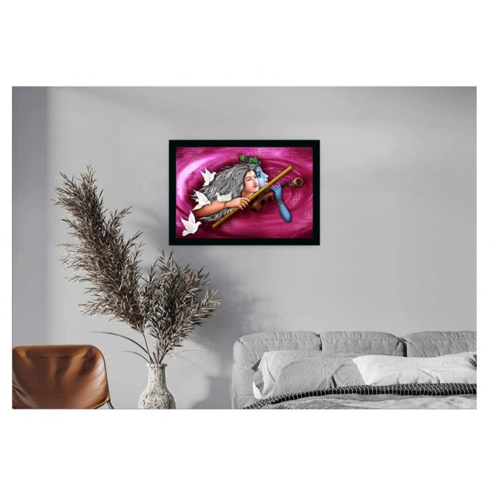 Amfyn Radha Krishna Painting with Synthetic Photo Frame (Multicolor)