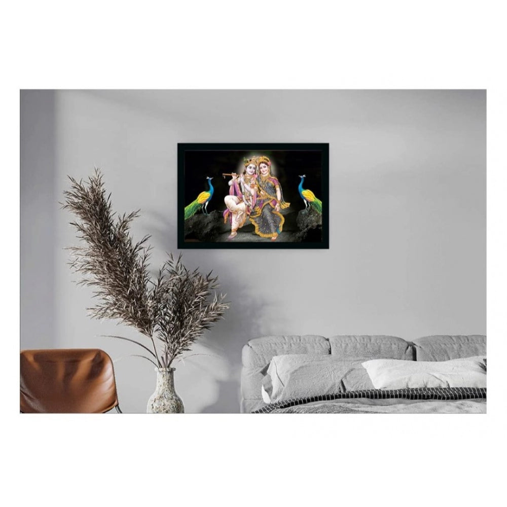 Fashion Radha Krishna Painting Vinyl Sparkle Coated with Synthetic Photo Frame (Multicolor)