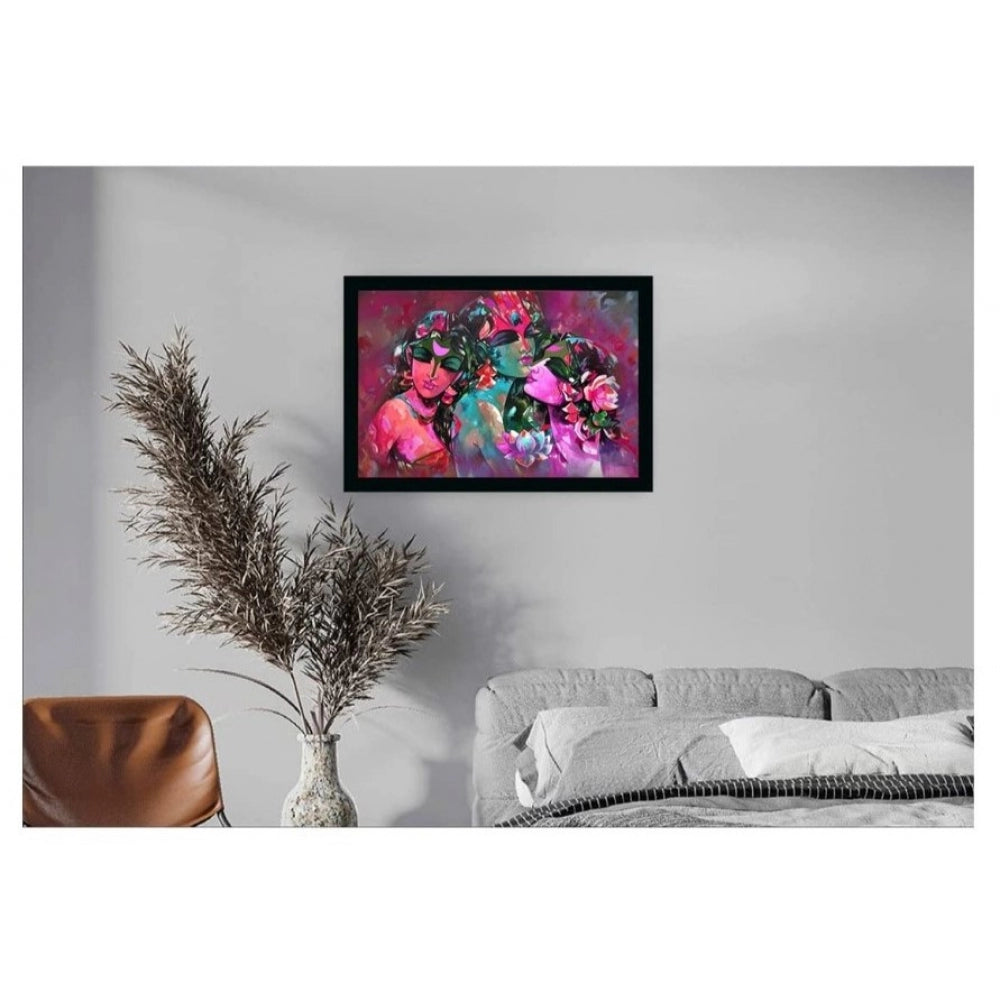 Fashion Beautiful Radha Krishna Vinyl Sparkle Coated with Synthetic Fram (Multicolor)