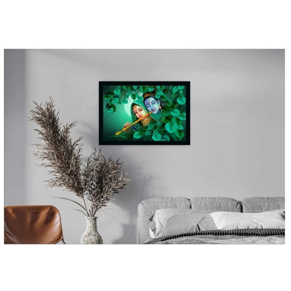 Amfyn Radha Krishna Painting with Synthetic Photo Frame (Multicolor)