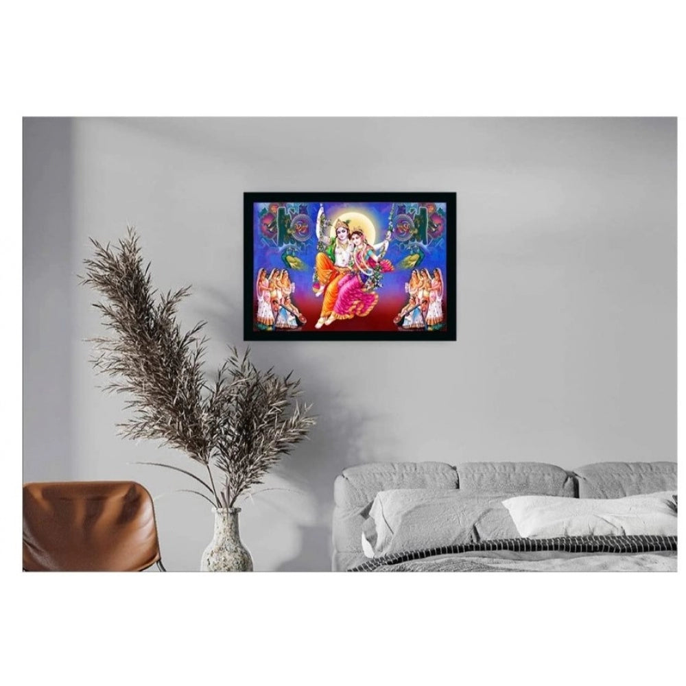 Amfyn Radha Krishna Painting with Synthetic Photo Frame (Multicolor)