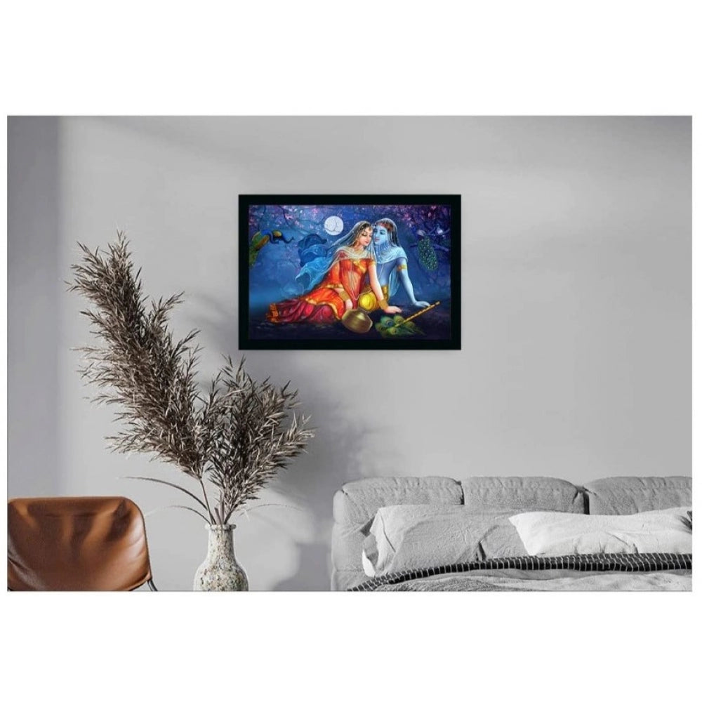 Fashion Radha Krishna Painting with Synthetic Photo Frame (Multicolor)